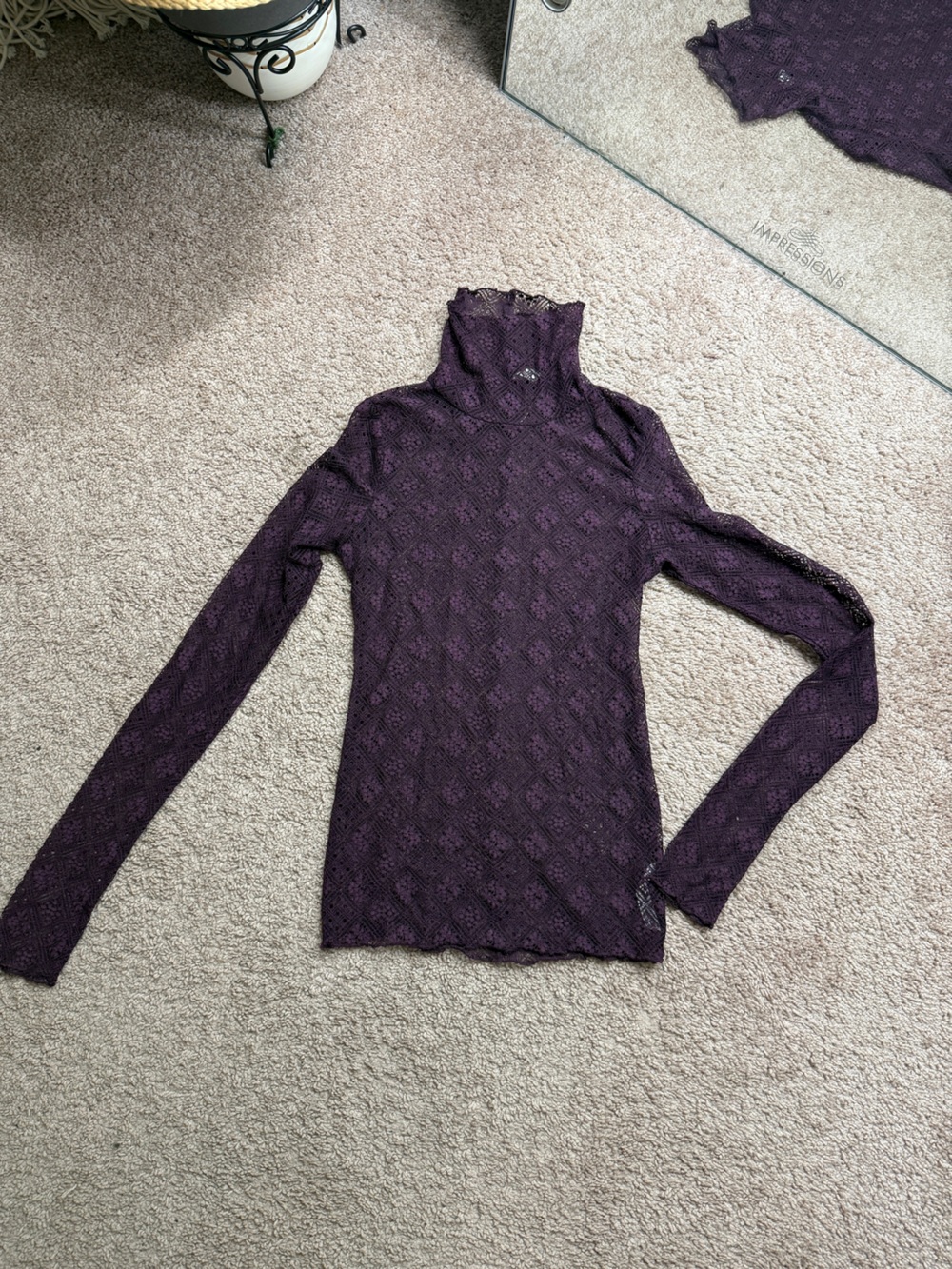 Free people seweet memories lace turtle neck top